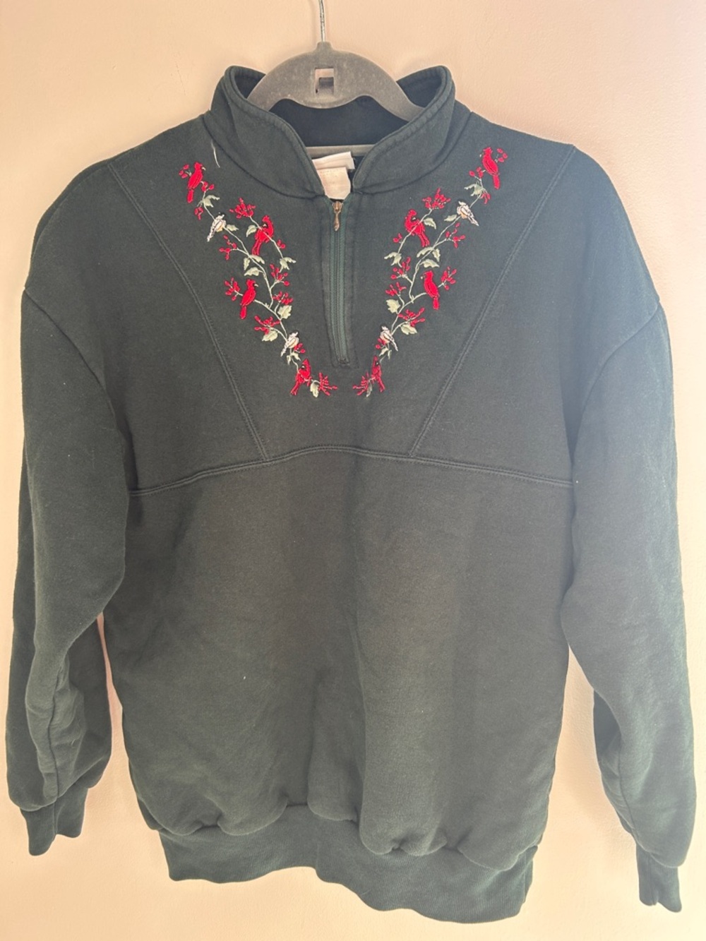 🤎 Vintage Half-Zip Sweatshirt with cardinals